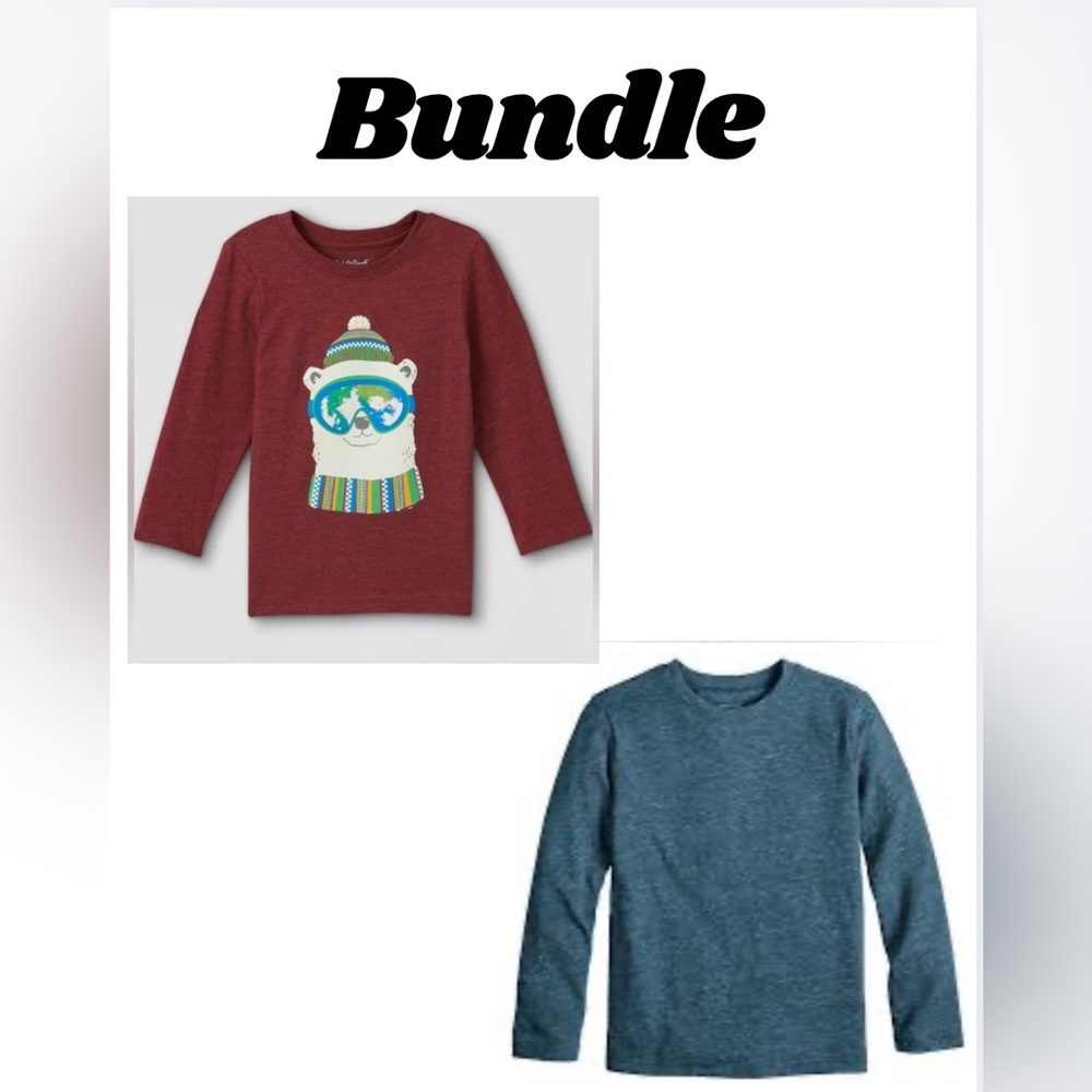 Long Sleeve Boys Tees - Size 5T - Jumping Bean/Cat & Jack - Bundle of 2